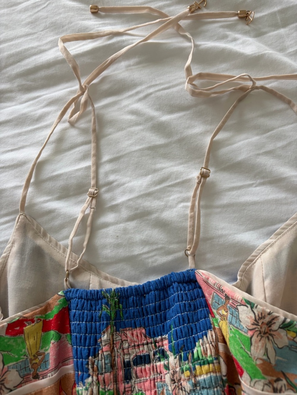 Christian Lacroix Multicolor Floral & Map-Print Midi Dress on Beige - Picture 12 of 14